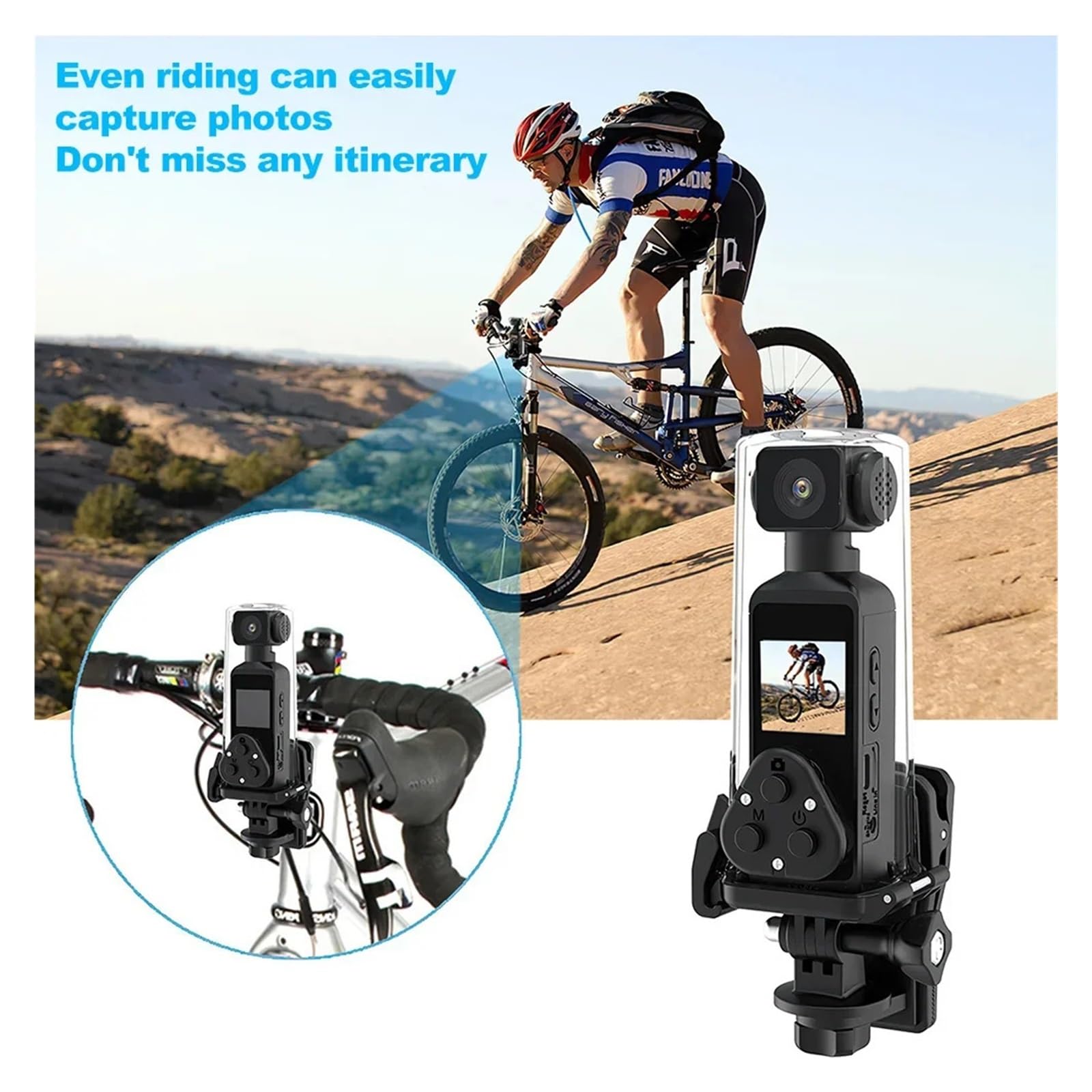 Mini macchina fotografica sportiva 4K Action Camera Pocket Wifi Registratore Vlog video sportivo ruotabile a 270 ° con custodia impermeabile for microfono