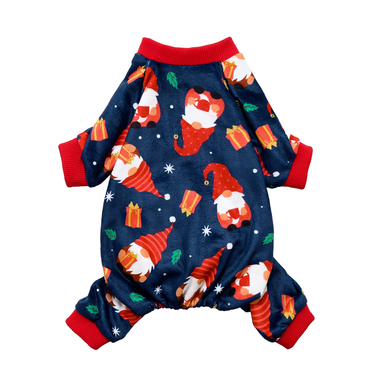 Fitwarm Gnome Dog Christmas Pajamas, Dog Winter Clothes for Small Dogs Girl, Lightweight Velvet Pet Jumpsuit, Cat Outfit, Black, Red, XXL โ image 1