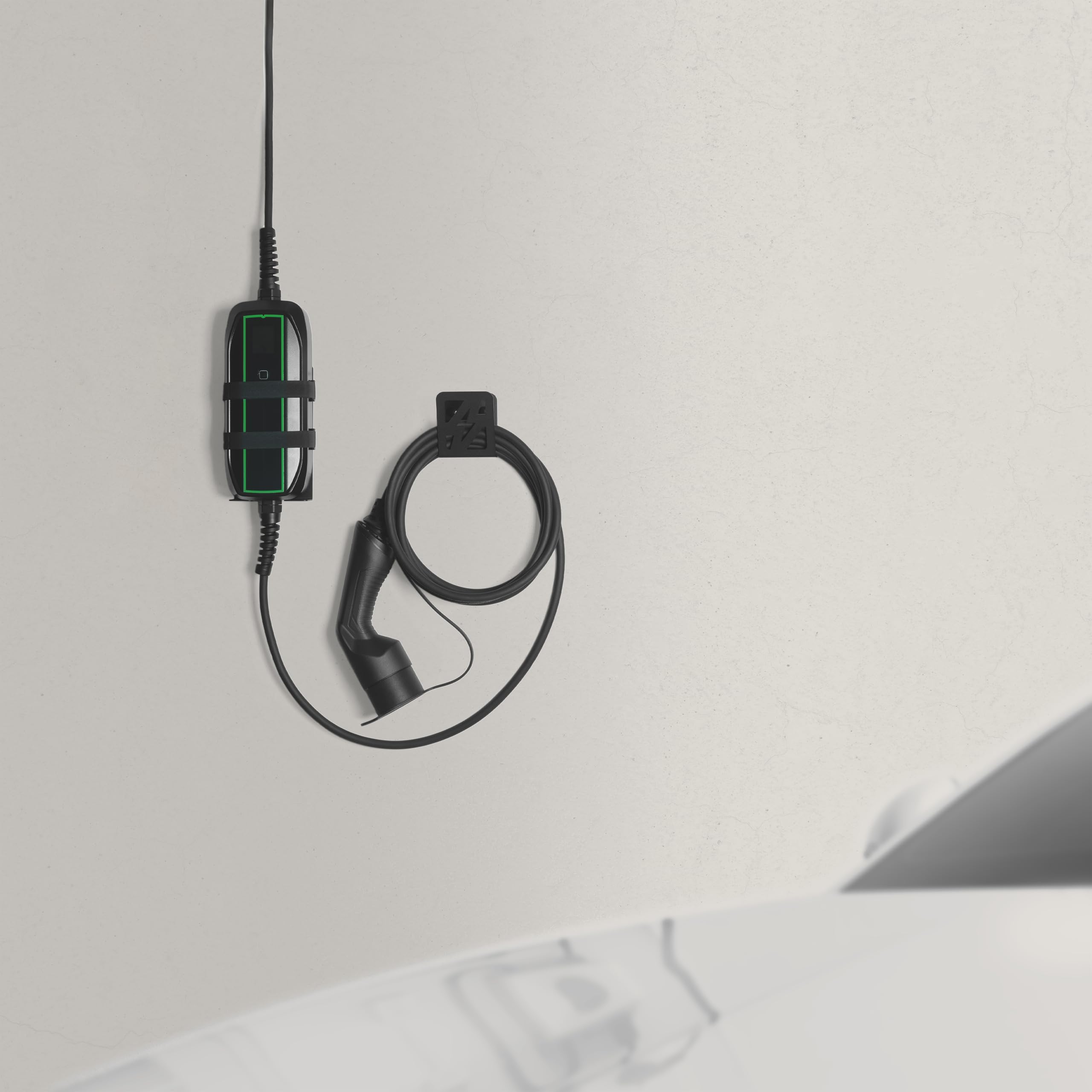 Stazione di ricarica per auto elettrica, 100% acciaio, prodotta nell'Unione europea, 17 x 10 cm, supporto per ricarica auto elettrica (1, stazione di ricarica + supporto per cavi EV)