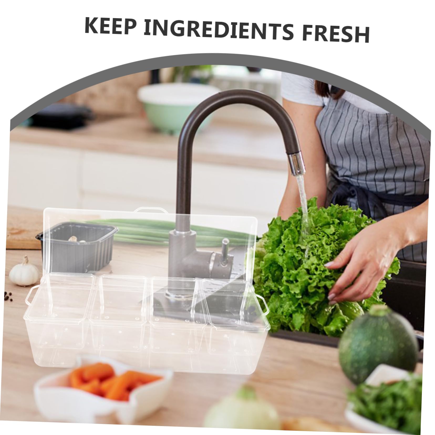 ULTECHNOVO Contenitore per Alimenti in Plastica a 4 Scomparti Grande | Coperchi, per Insalate e Condimenti, Portatile per Picnic e Uscite Familiari, Organizzazione Separata