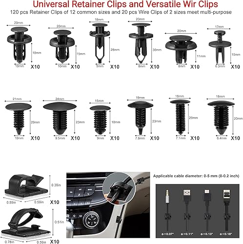 Miniatura 7 de Eaukar Kit de herramientas de extracción de molduras de 330 piezas, kit de herramientas de extracción de automóvil, panel de puerta, radio, estéreo,