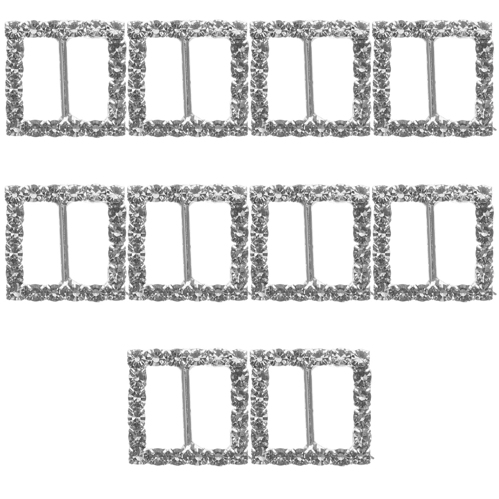Tinksky 10pcs Ribbon Buckle Sliders Square Shaped Rhinestone Buckle Belt Buckle Craft Buckles for Girl Women DIY Wedding Favors