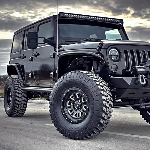 Miniatura 2 de Espejos de puerta antivibración mejorados para Jeep Wrangler JK JKU TJ TJU 1996-2018, espejos retrovisores laterales giratorios de 360 grados sin