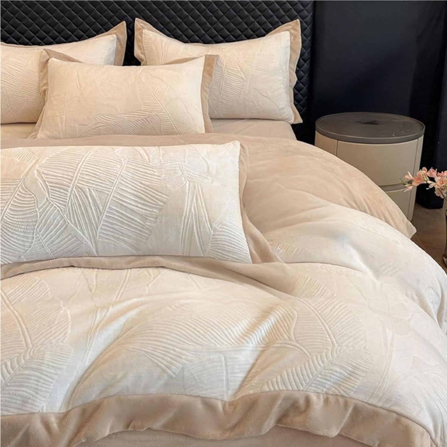 4-Piece Milk Velvet Bedding Set, Ultra Soft Shaggy Fleece Bedspread with Pillow Shams(Color 6 King Size)