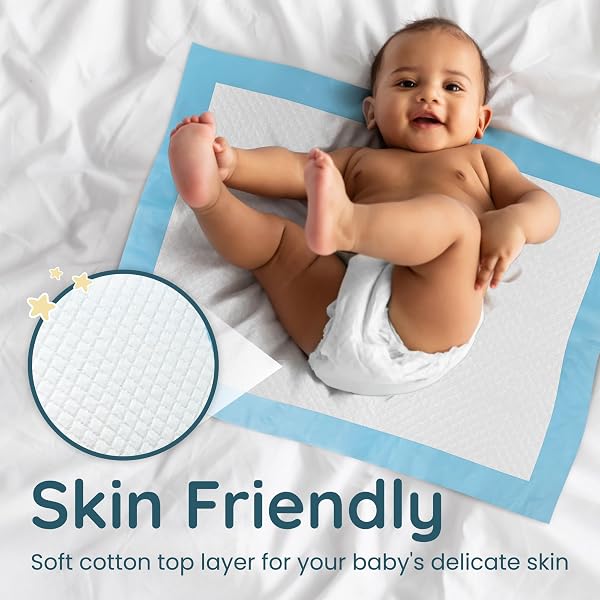 Reli. Disposable Changing Pads for Baby (220 Pack) | Disposable Diaper Changing Pads, 13" x 18" | Super Absorbent, Leak-Proof Liners | Waterproof, Quick Dry Underpads (Blue/White) - 4