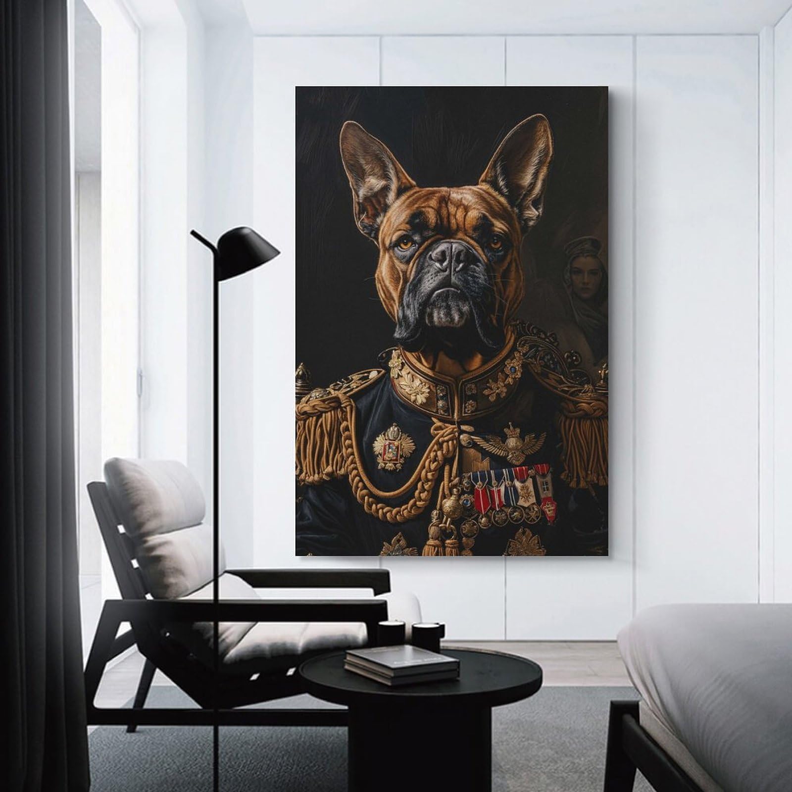 Junmoney Dog Emperor Wall Decor Canvas Print 16x24inch(40x60cm), for Lounge, Study, Hallway Or Flat Walls, Decorative Artwork with Broad Appeal