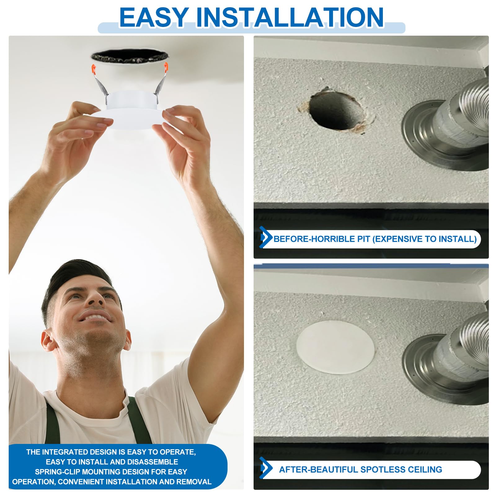 PATIKIL Paquete De 2 Placa De Cubierta De Agujero 230 mm / 9" Blanco | De Techo Con Resorte, De Diámetro, Para Agujeros De Downlight, Para Aberturas Redondas De 7-8.7" En Techos