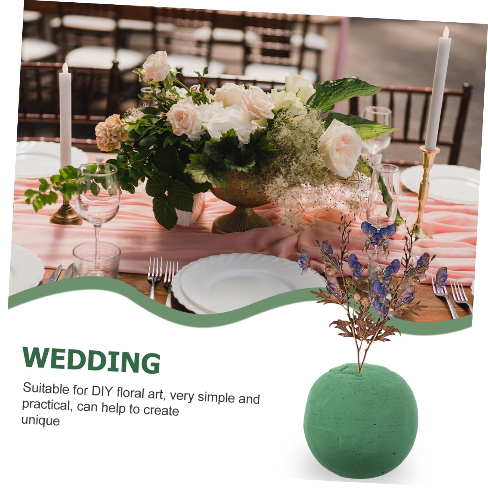 BEBEMOKO DIY Sphere Flower Foams Balls 2 Round Wet Floral Foam Balls for Flower Arrangements Garden Decor Wedding