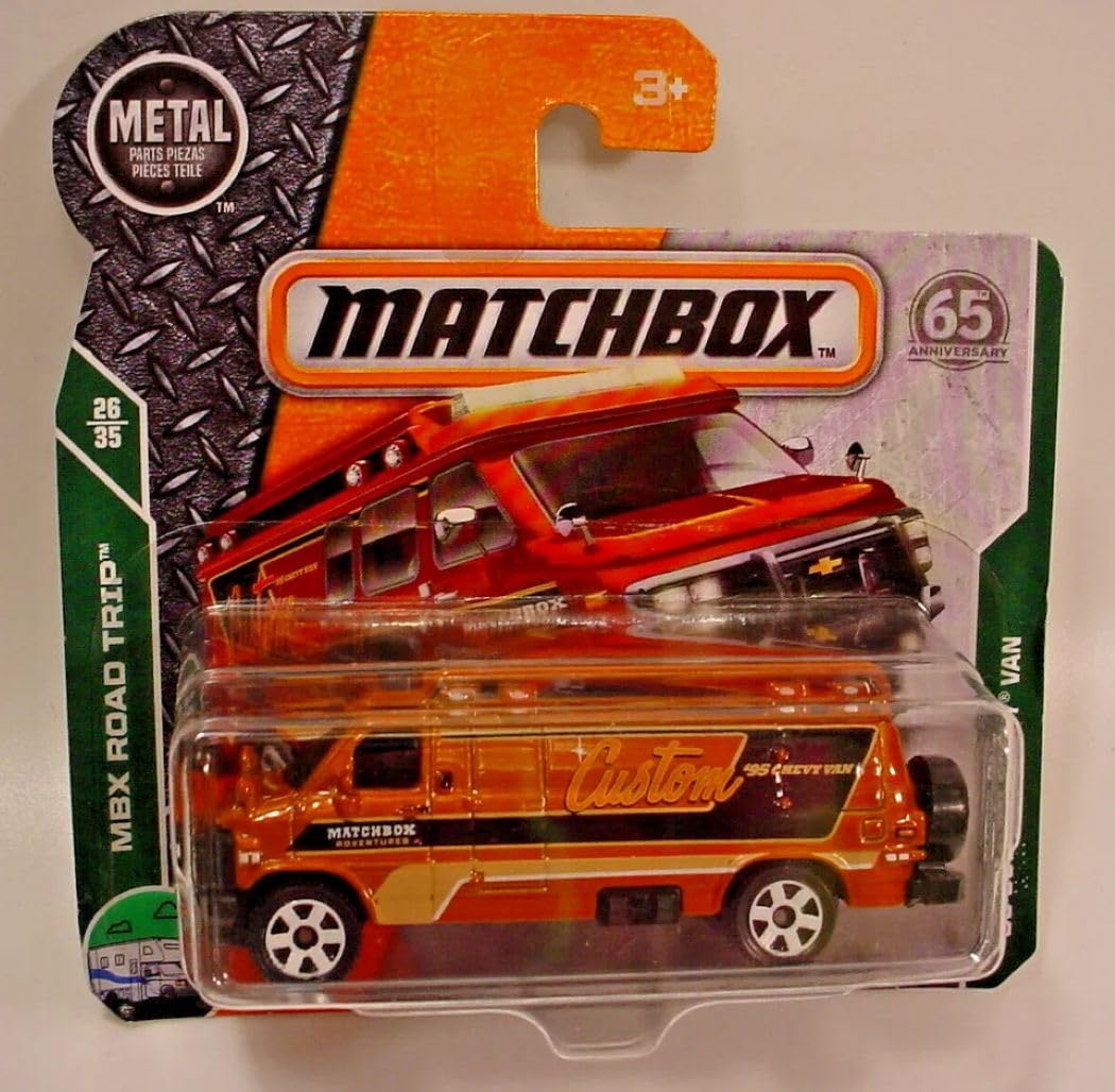 Matchbox MBX Power Grabs ‘95 Custom Chevy Van In Box Orange