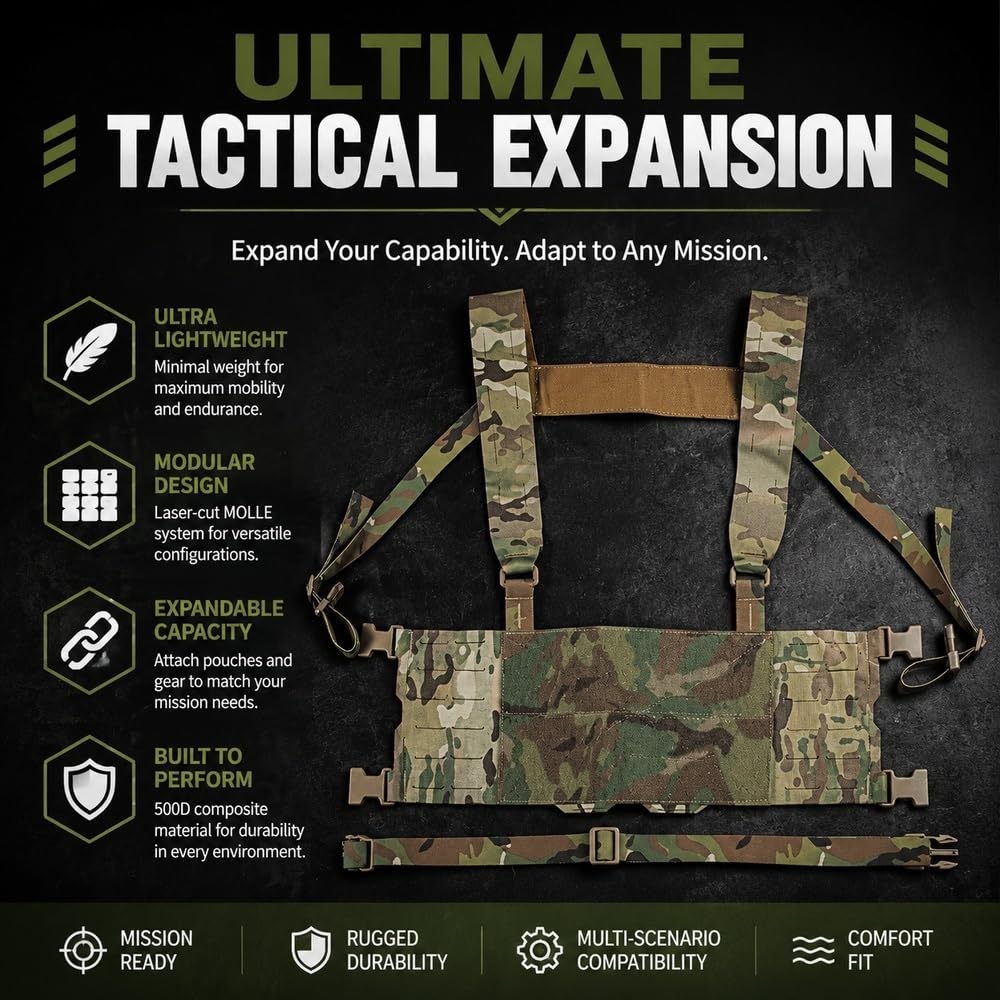 Arnés modular ultraligero Molle para el pecho ajustable para exteriores