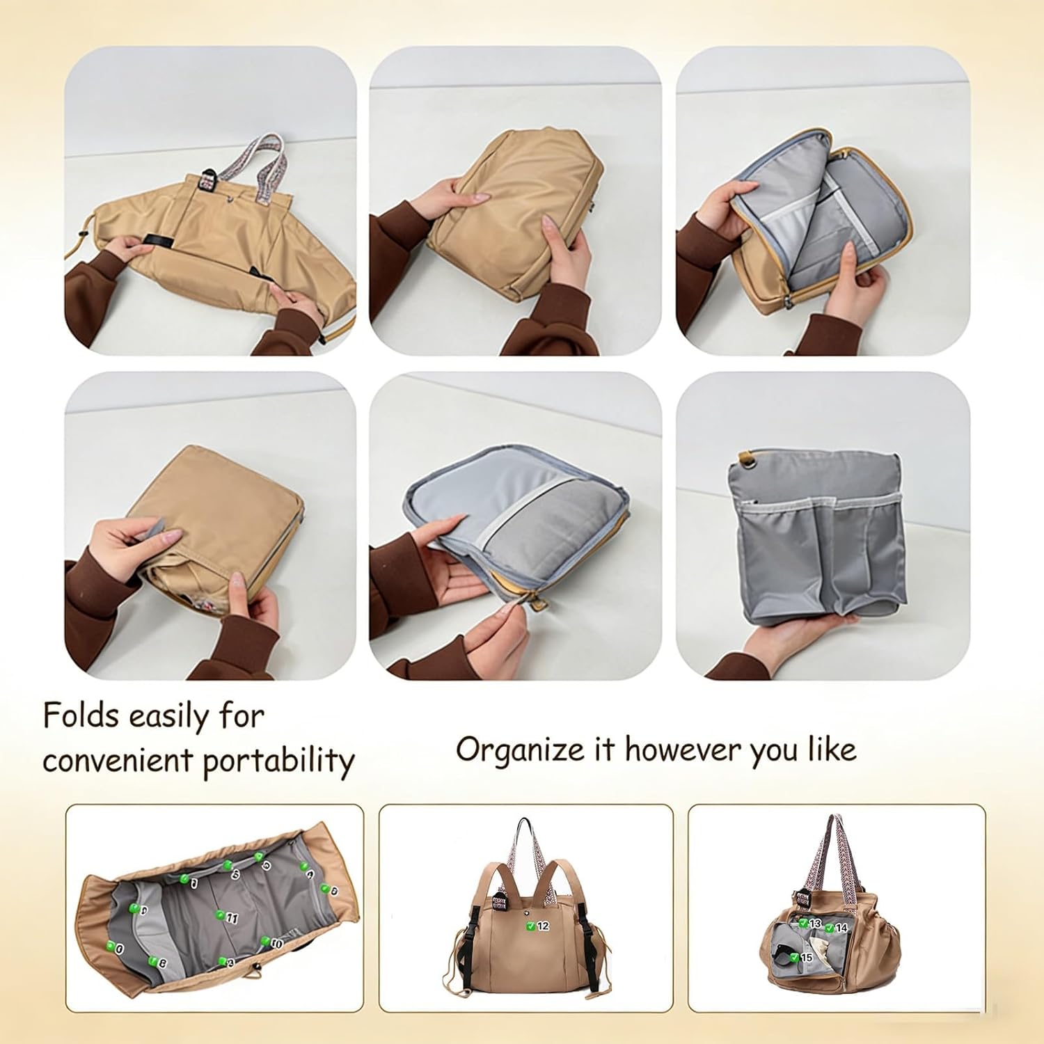 Women's 15-Pocket Backpack Tote Bag-Multi-Functional Large Capacity Bag for Travel,Work & Daily Use - Image 8