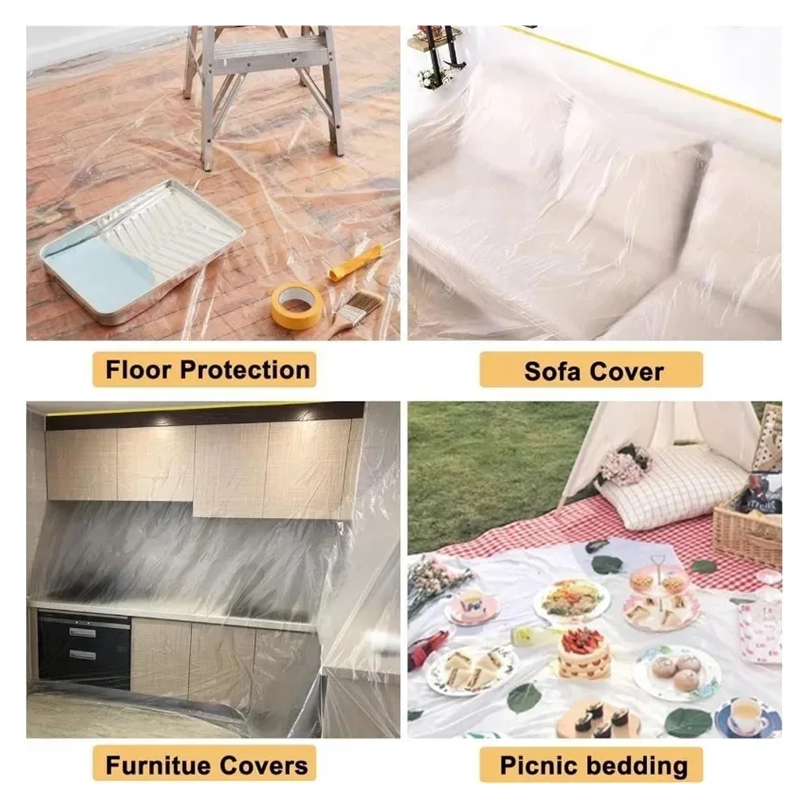 1/2/3 PC película a prueba de polvo gabinetes autoadhesivos muebles películas protección contra el cubiertas pintura pared plástico for hogar para Muebles(2.4x10M,3rolls-30m)