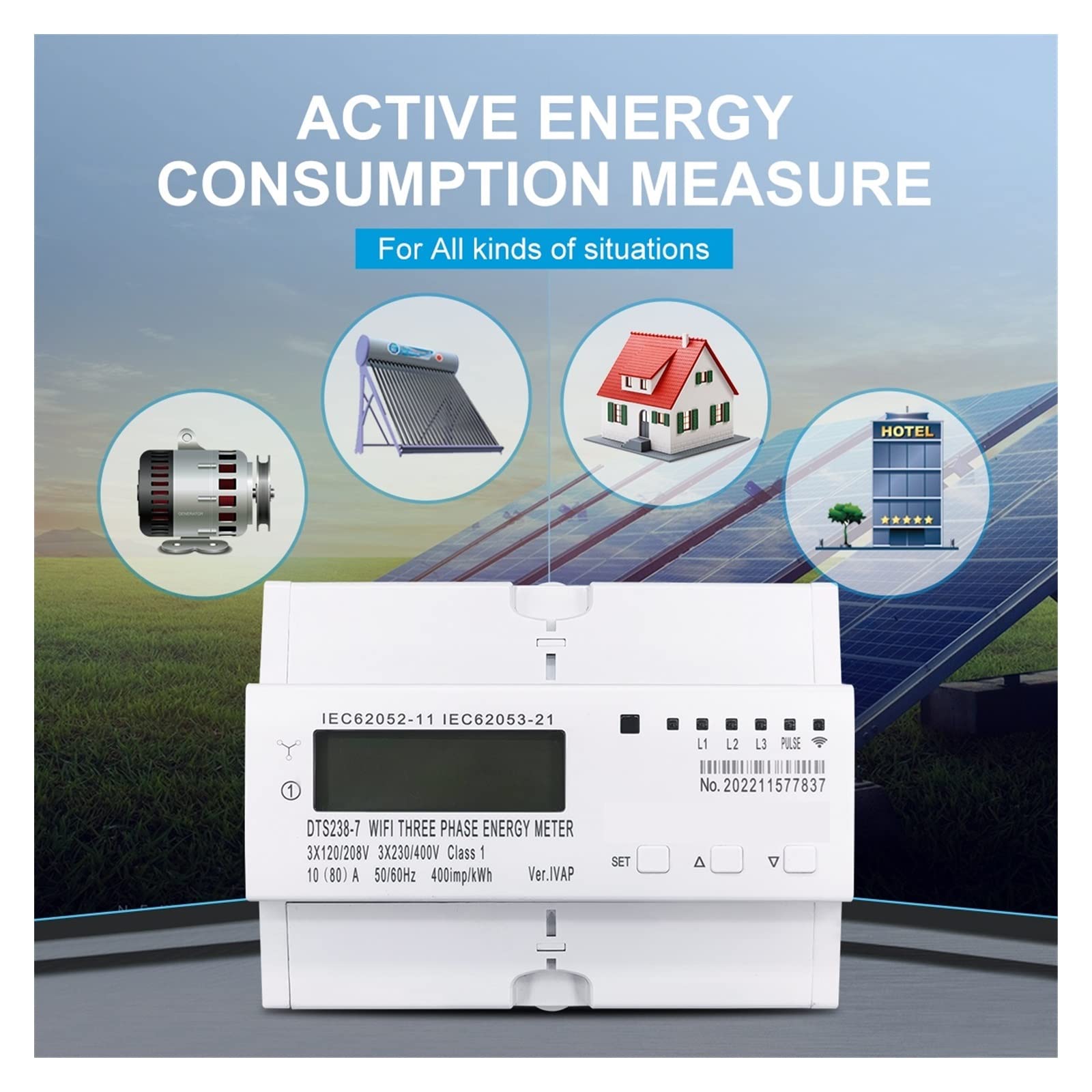 Contatore Energia Elettrica, 3 Phase 80A Tuya Smart Contatore di energia bidirezionale Timer Consumo energetico Monitor KWh Interruttore Wattmetro, Facile da Installare