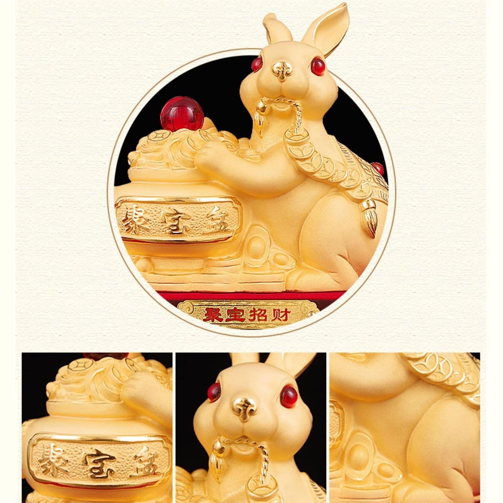 Figura de Buda Adornos de Conejo del Zodiaco Hechos a Mano, Escultura de polígonos, Feng Shui Decorativo, Prosperidad y Riqueza Decoración de la Estatua de Buda(Grande)