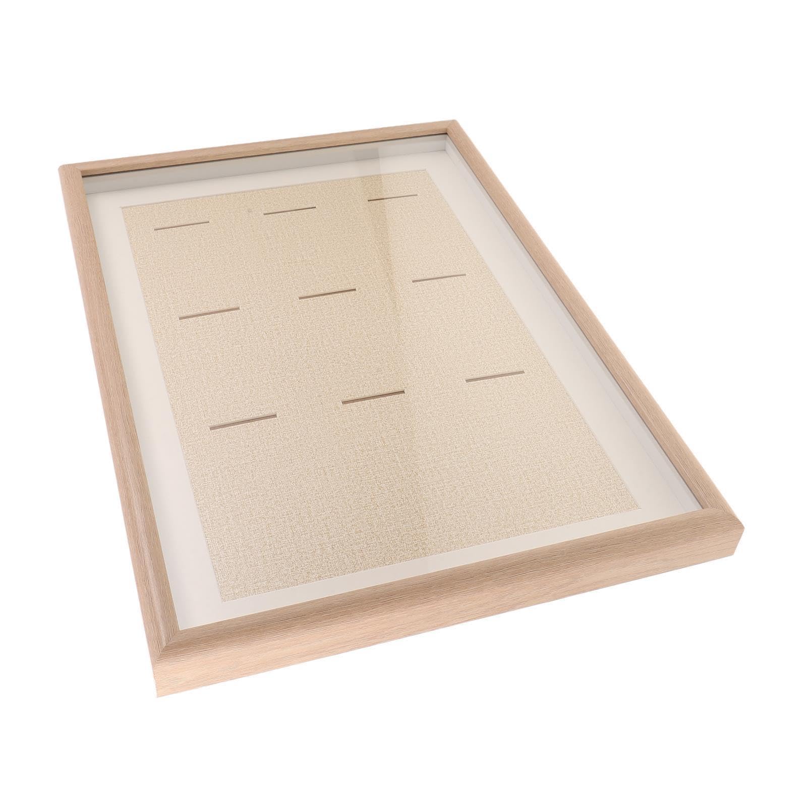 Boîte en bois beige Healvian avec compartiments pour médailles et badges