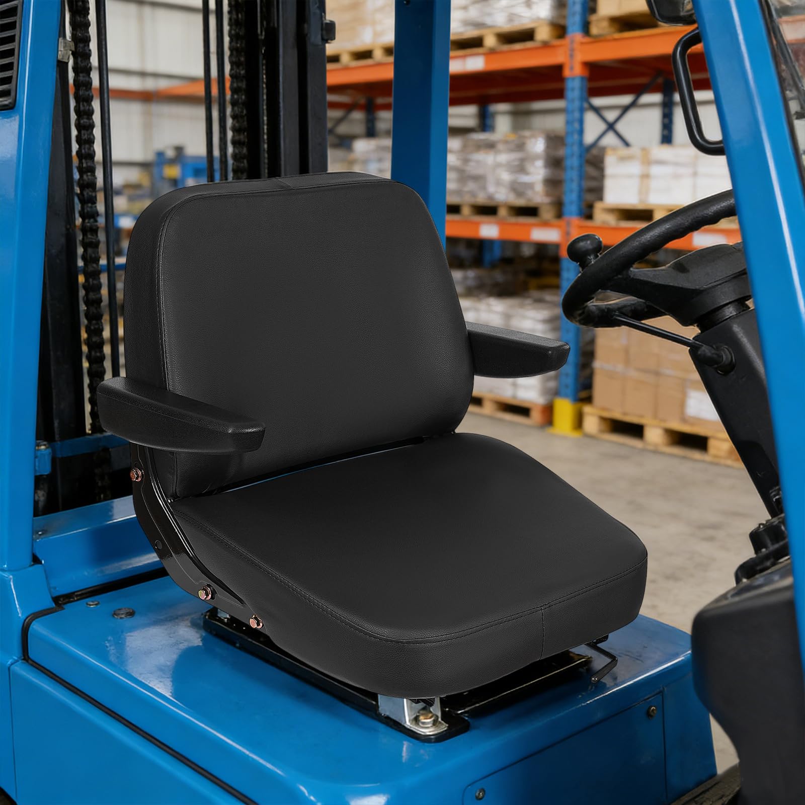 Traktorsitz Armlehne verstellbar, Universal Gabelstaplersitz, Wasserdicht PVC-Kunstleder, für Gabelstapler, Traktor und Baumaschinen