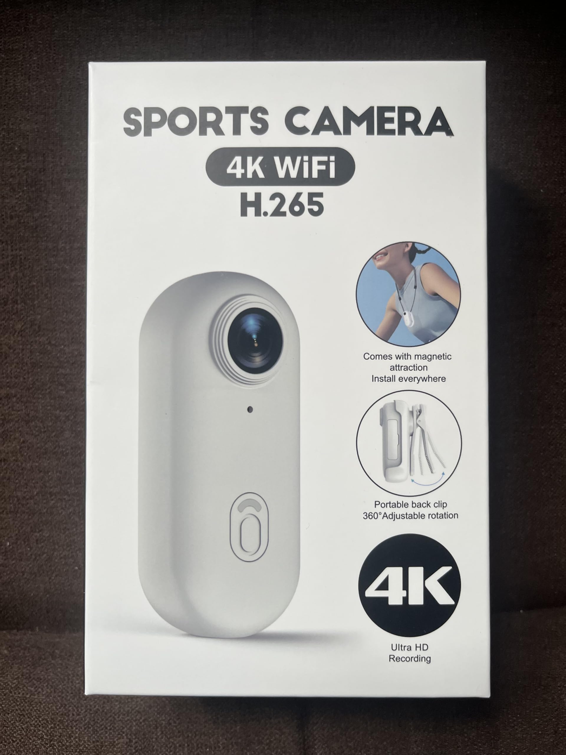 Caméra corporelle 4K POV Pro, caméra Portable avec Clip Rotatif 360° et Clip magnétique, Enregistrement 120 Minutes, idéale pour conférences, Voyages et promenades (4K-P-256G)