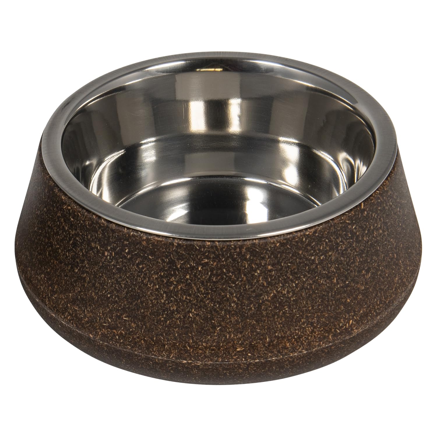 JACK AND VANILLA, Bon Appetit Bamboo and Stainless Steel Non-Slip Pet Bowl with Elegant and Eco-Friendly Design, Capacity 850 ml, Diameter 17 cm, Brown