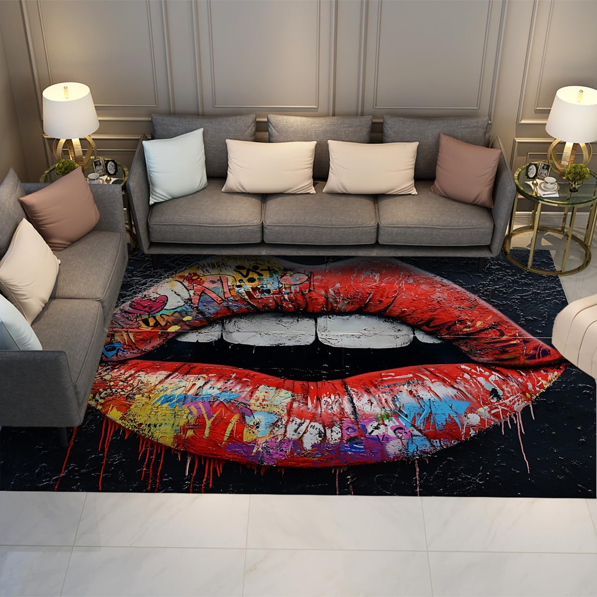 Tapis à lèvres doux et antidérapant pour habiller un sol de chambre d'ado sans glisser
