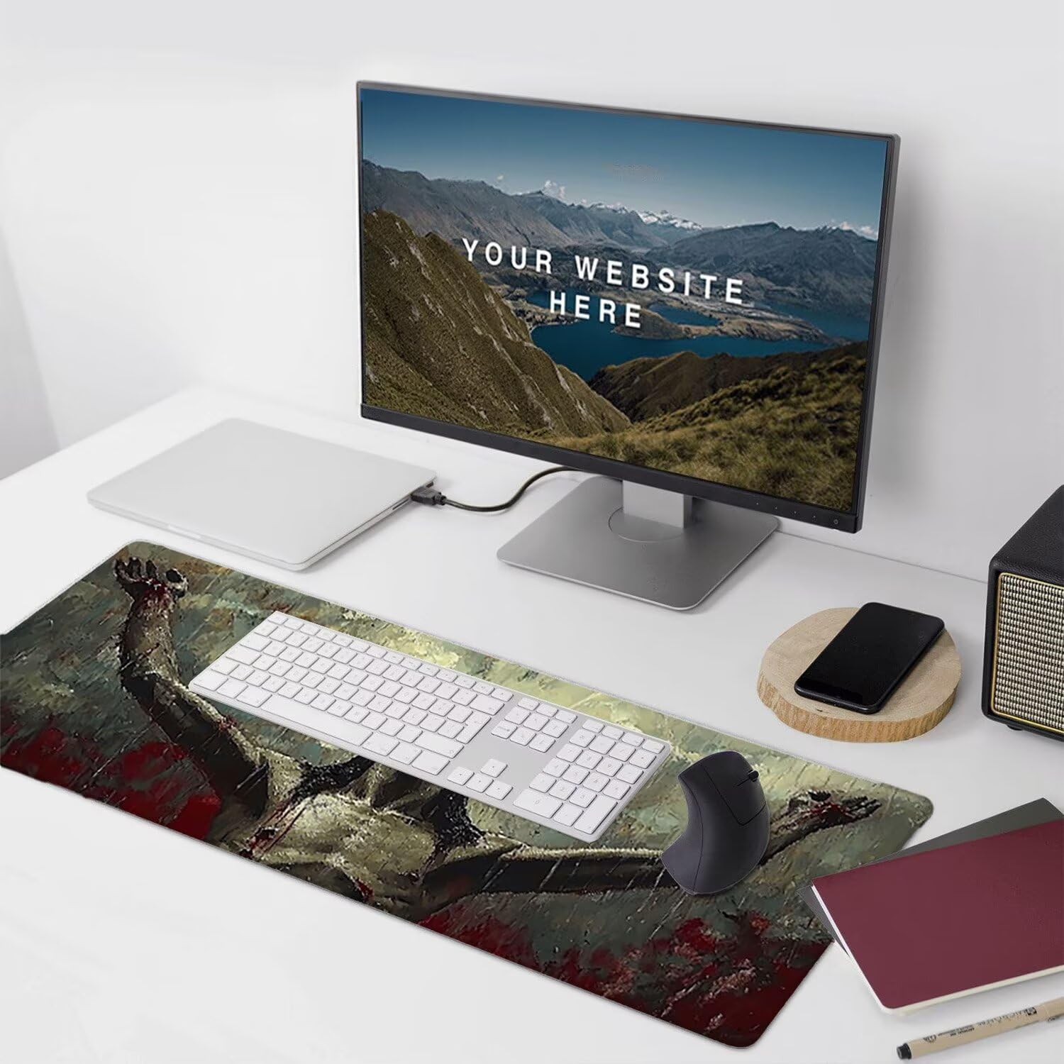 Podkładka pod mysz do gier XXL Mousepad 1000 x 500 mm, duża podkładka pod biurko z antypoślizgową gumową podstawą dla graczy, poprawia precyzję i szybkość (krzyż Jezusa) X-941