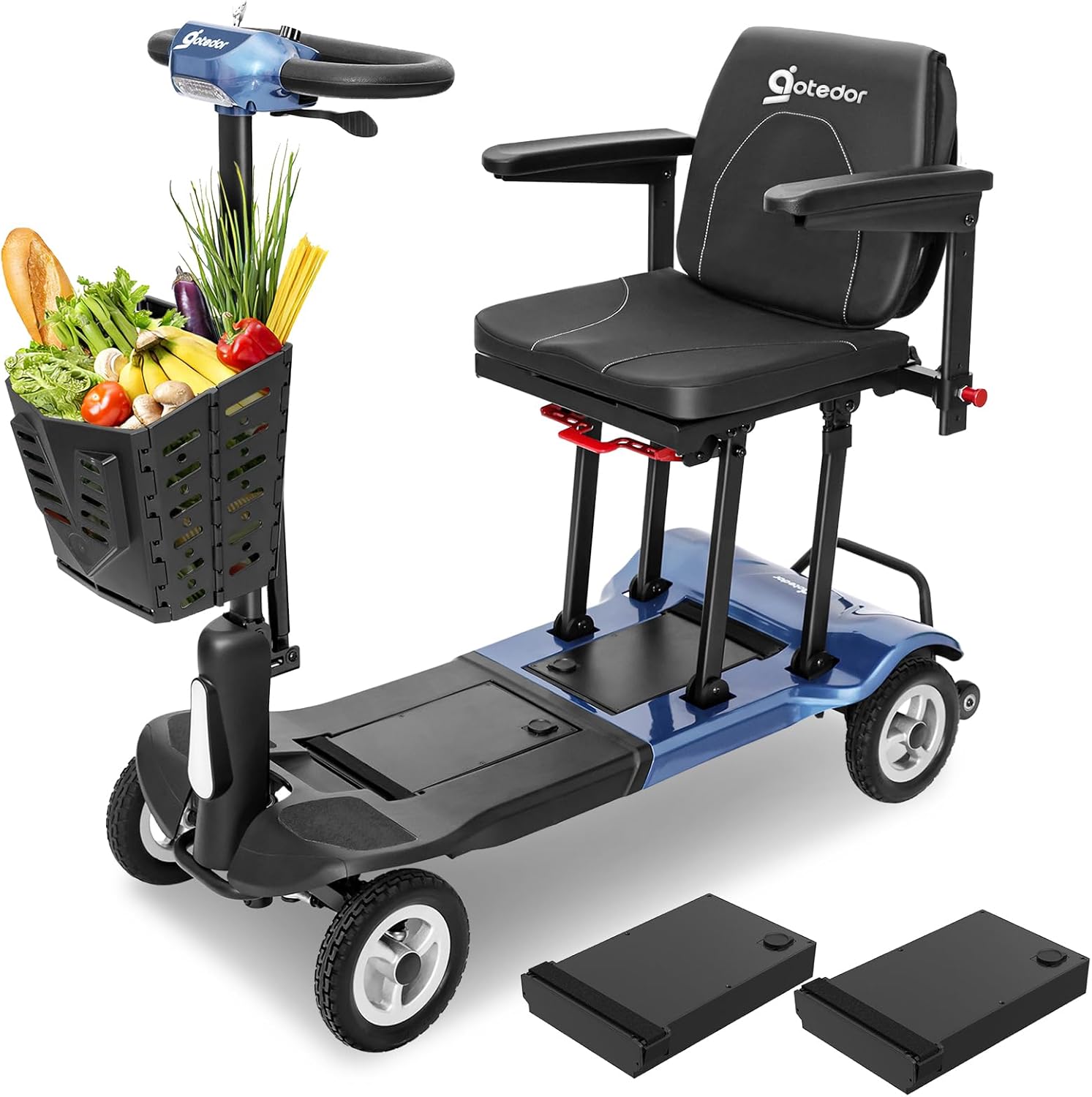 [2026 Upgrade] Aotedor Ultra Lightweight Mobility Scooters for Adults, 36Lbs Foldable Motorized Scooter for Seniors with 2 Lithium Batteries All Terrain Electric Power Scooter Airline Approved