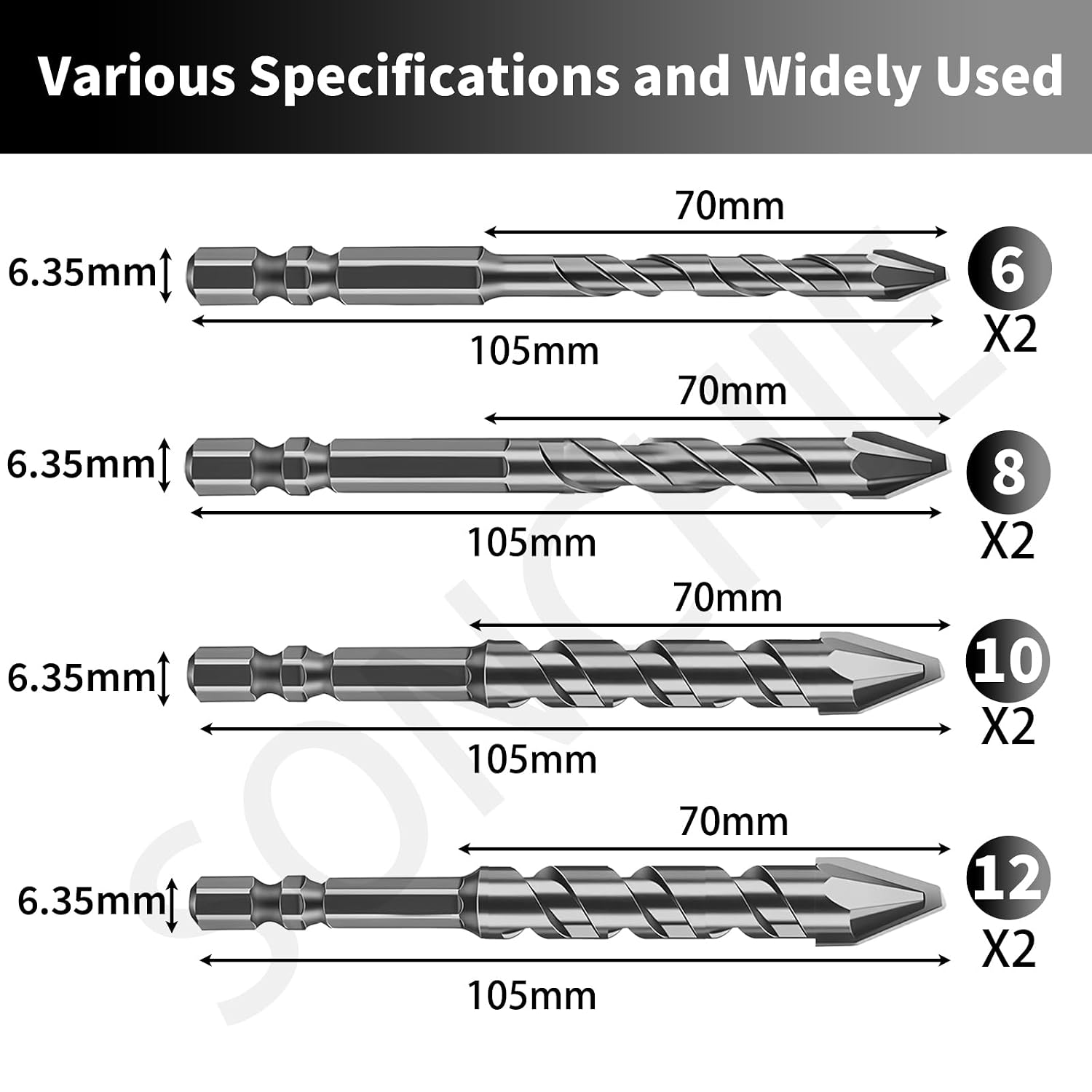 High-Strength Eccentric Twist Drill Bit - Pack of 8 Twist Drill Bits Concrete/Glass/Concrete Masonry Drill Bit Set with Bit Storage Case…