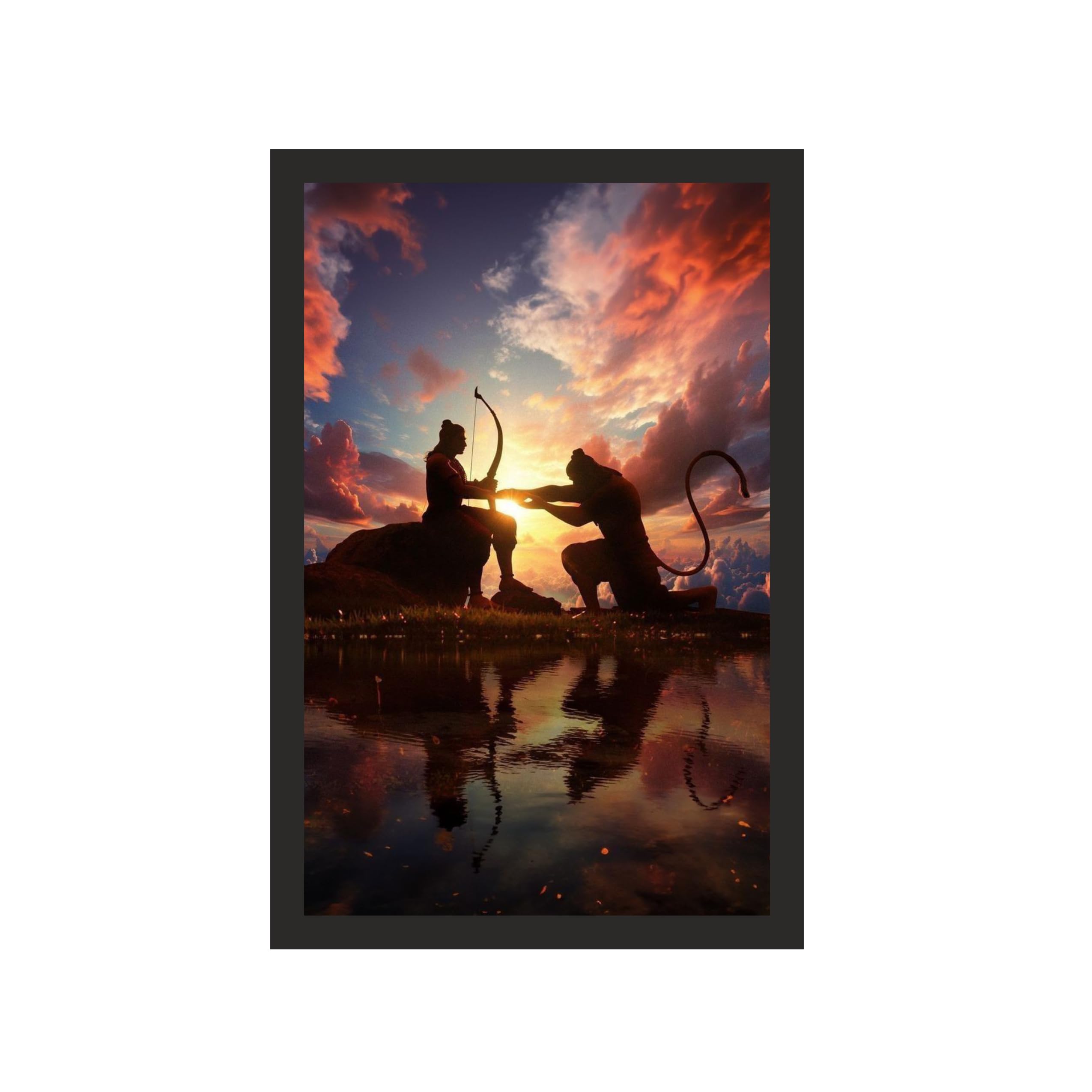 Ram & Hanuman: Divine Bond at Sunset, 24x36 Inches