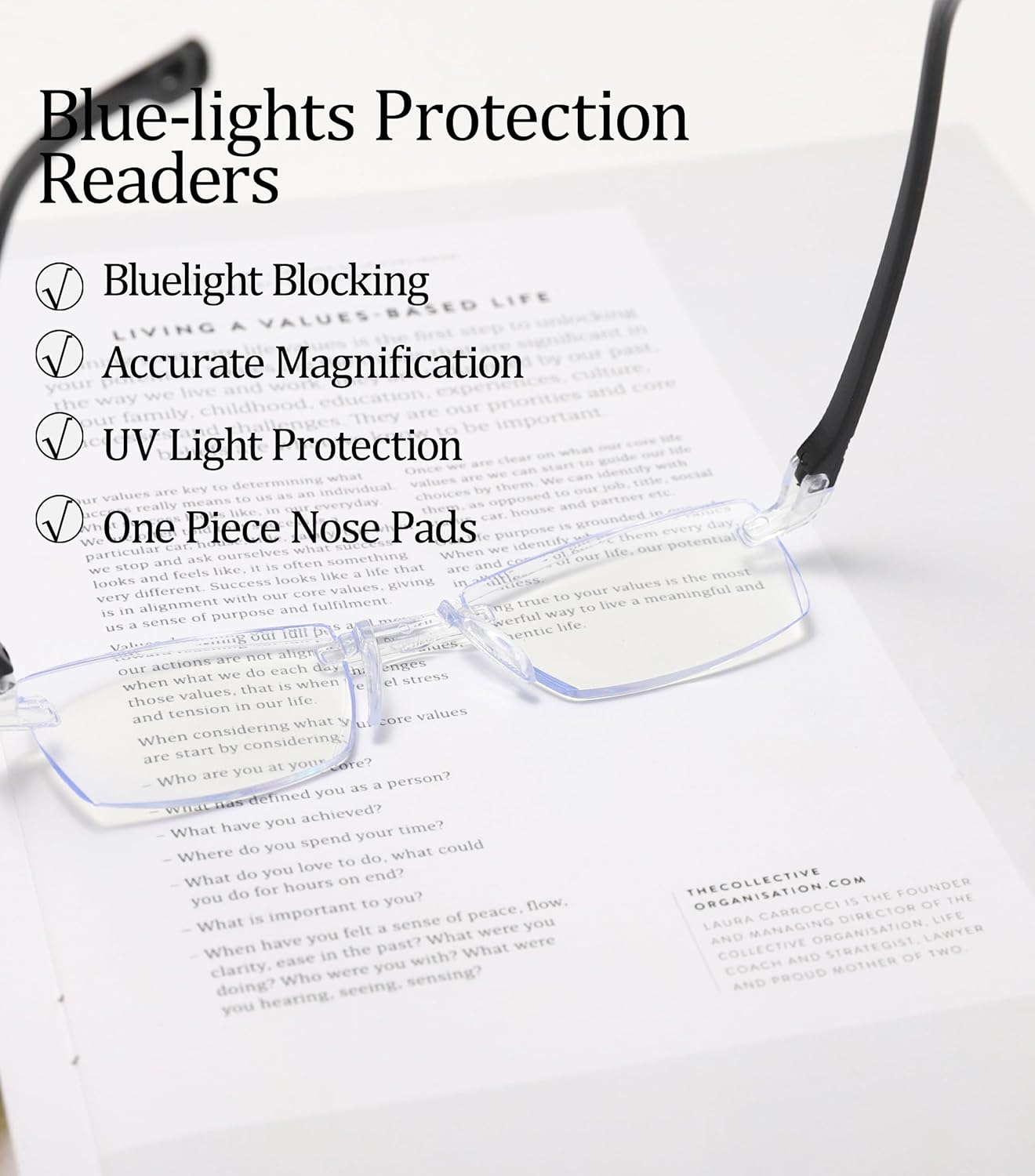 3 Pairs Rimless Reading Glasses Clear Frameless Computer Readers Lightweight Blue Light Blocking for Women/Men - Image 4