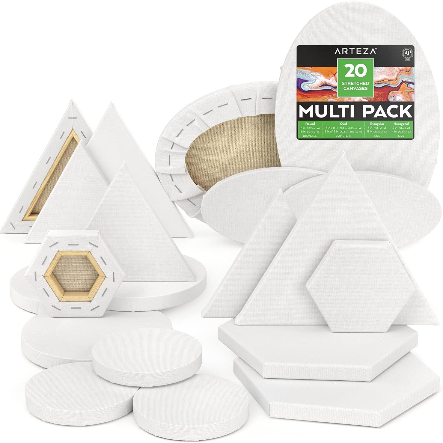 EXCEART 5pcs Oval Canvas Panel Boards Stretched Artist