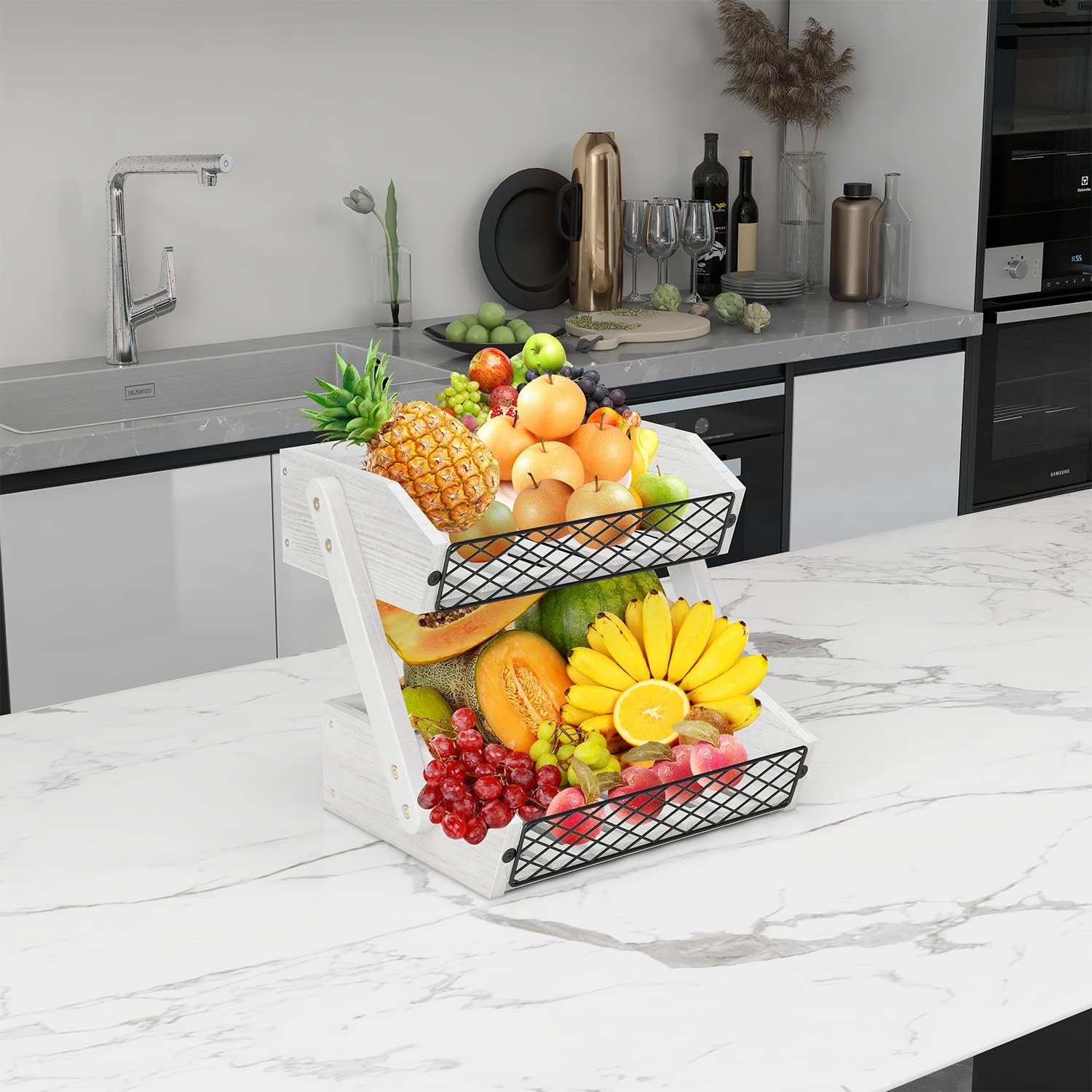 Dorhors Fruit Basket for Kitchen Counter Organizer,Fruit Bowl Stand Storage
