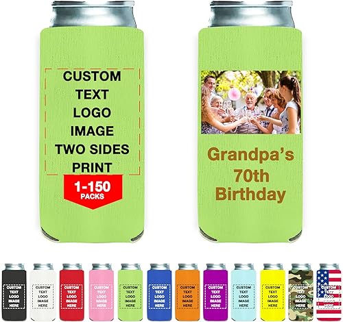 Miniatura 1 de Funda delgada personalizada para enfriadores de cerveza de 1 a 150 piezas, soporte aislado personalizado para latas de bebidas con imagen, logotipo,