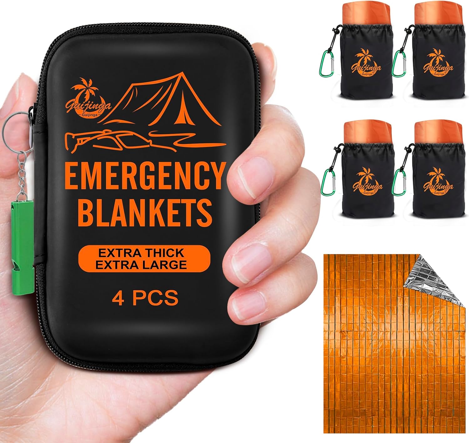 Guijinga Emergency Blankets for Survival, 2Pack/4Pack