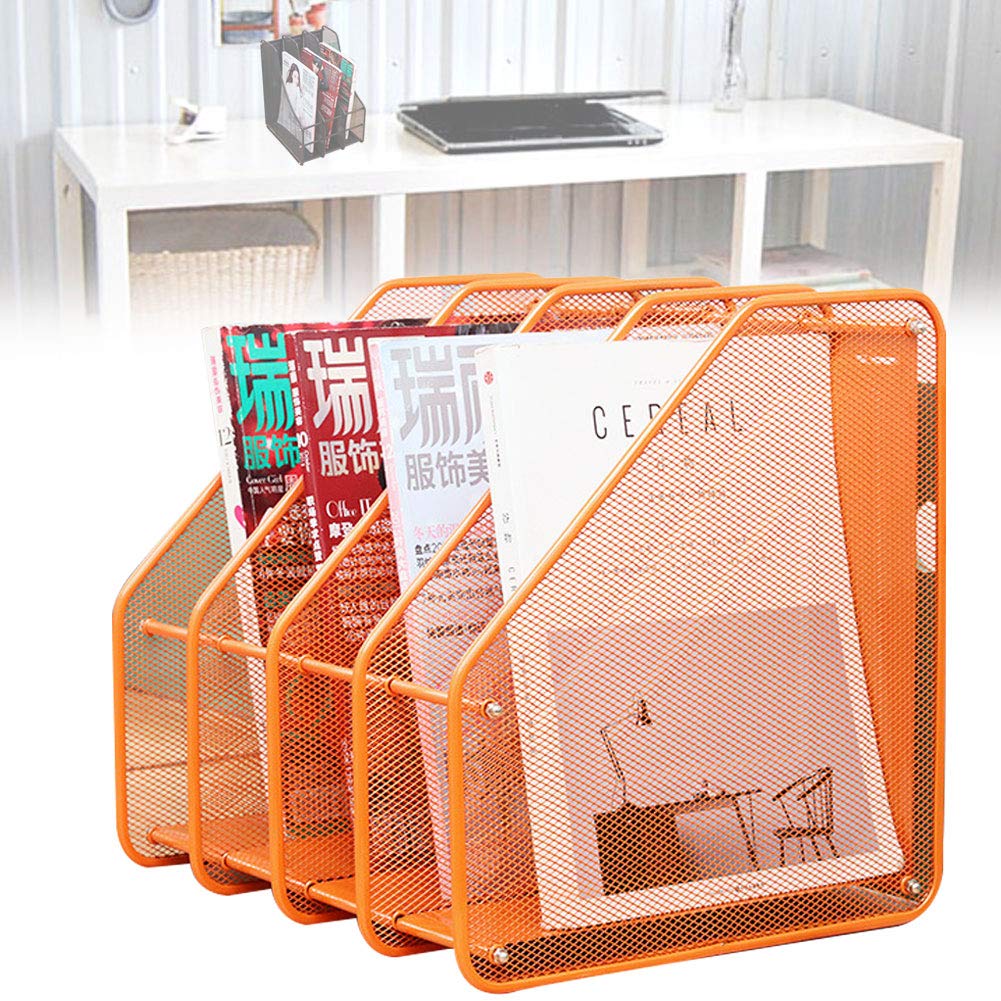 Raccoglitore da Scrivania a 4 Scomparti in Plastica, Portadocumenti, Portariviste, Mobili e per L'archiviazione e L'organizzazione Dell'ufficio, Ufficio Ordinato, Alta Qualità,Arancia