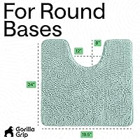 Vista 2 de Gorilla Grip - Tapete de baño afelpado, absorbente, peludo, de felpilla, para base de inodoro ovalada, reverso de goma, suave, de microfibra, Azul