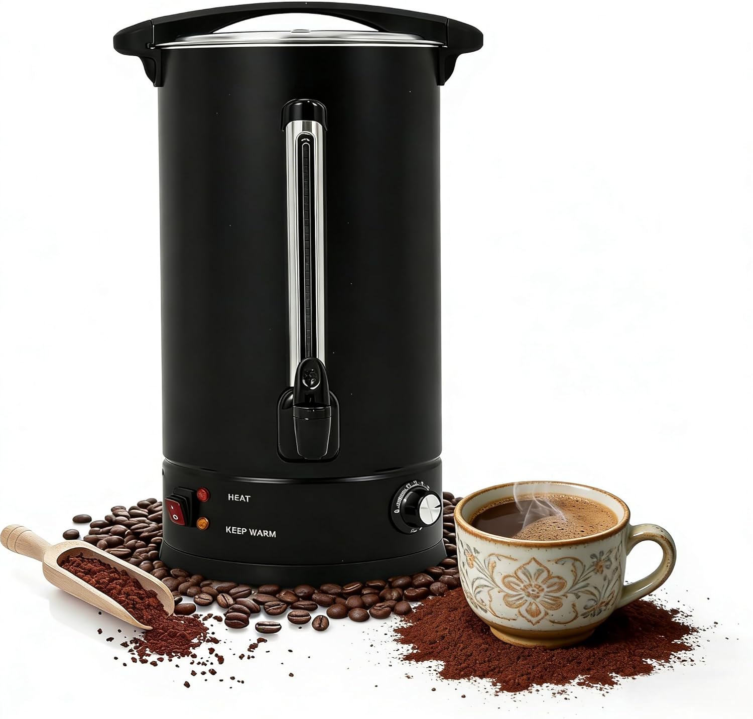 16 L/110 Cups Coffee Urn, Commerical Coffee Maker Hot Water Urn, Large Percolator Pot Dispenser With Double-Wall Stainless Steel, Quick Brew, Stays Hot for Tea & Beverage at Events & Catering(Silver)