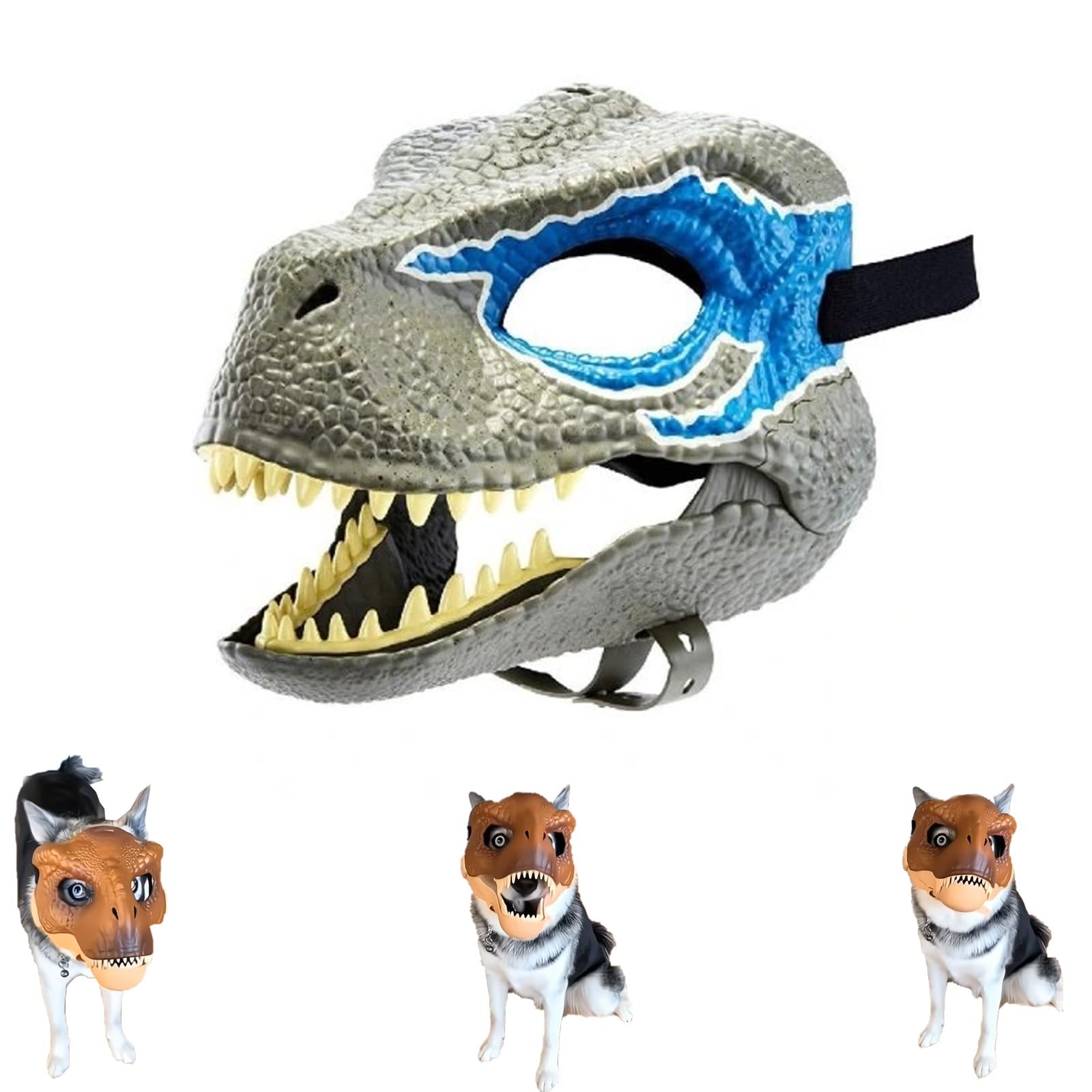 Homaskylynn Dinosaur Mask for Dogs, Dino Mask with Moving Jaw, Perfect for Large & Medium Dogs (Color: C)
