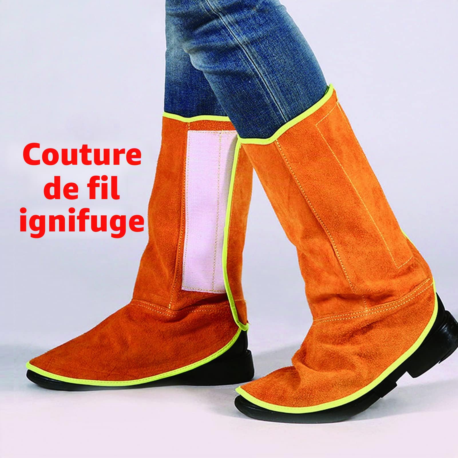 Fyearfly 1 Paire Protecteur De Chaussures De Soudeur, Guêtre de soudage, Ignifuges Guetre Cuir Soudage Résistantes, Couvre Chaussures De Protection Contre Le Soudage pour à L'électrode