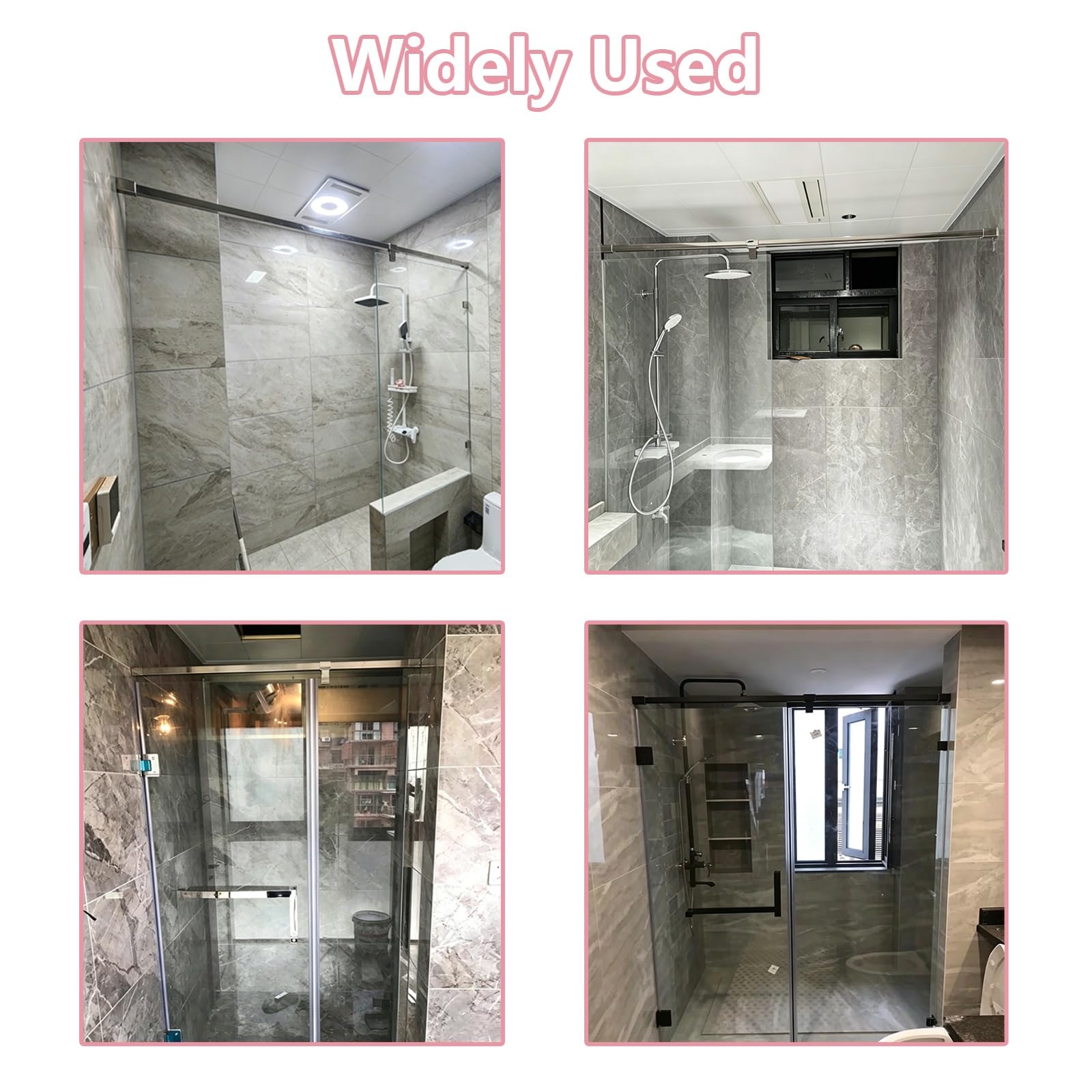 Stabilisierungsstange Dusche Stabilisierungsstange Wand Für Duschglas | Rostfreie Stützstrebe Für Rahmenlose Duschtüren, Mit Gummipolstern Für Sichere Montage(Black,120cm/46.8")