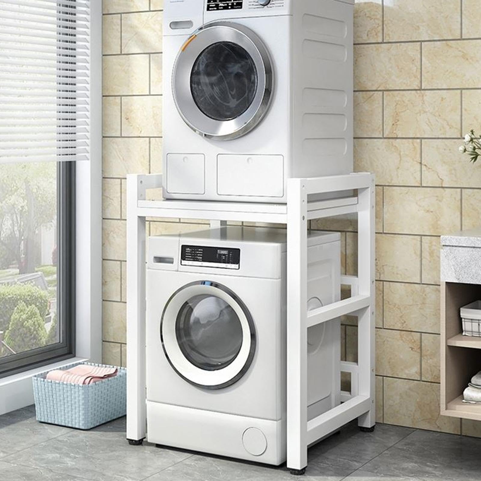 Waschmaschinenschrank für Waschmaschine und Trockner, 3-fach höhenverstellbar, Regal