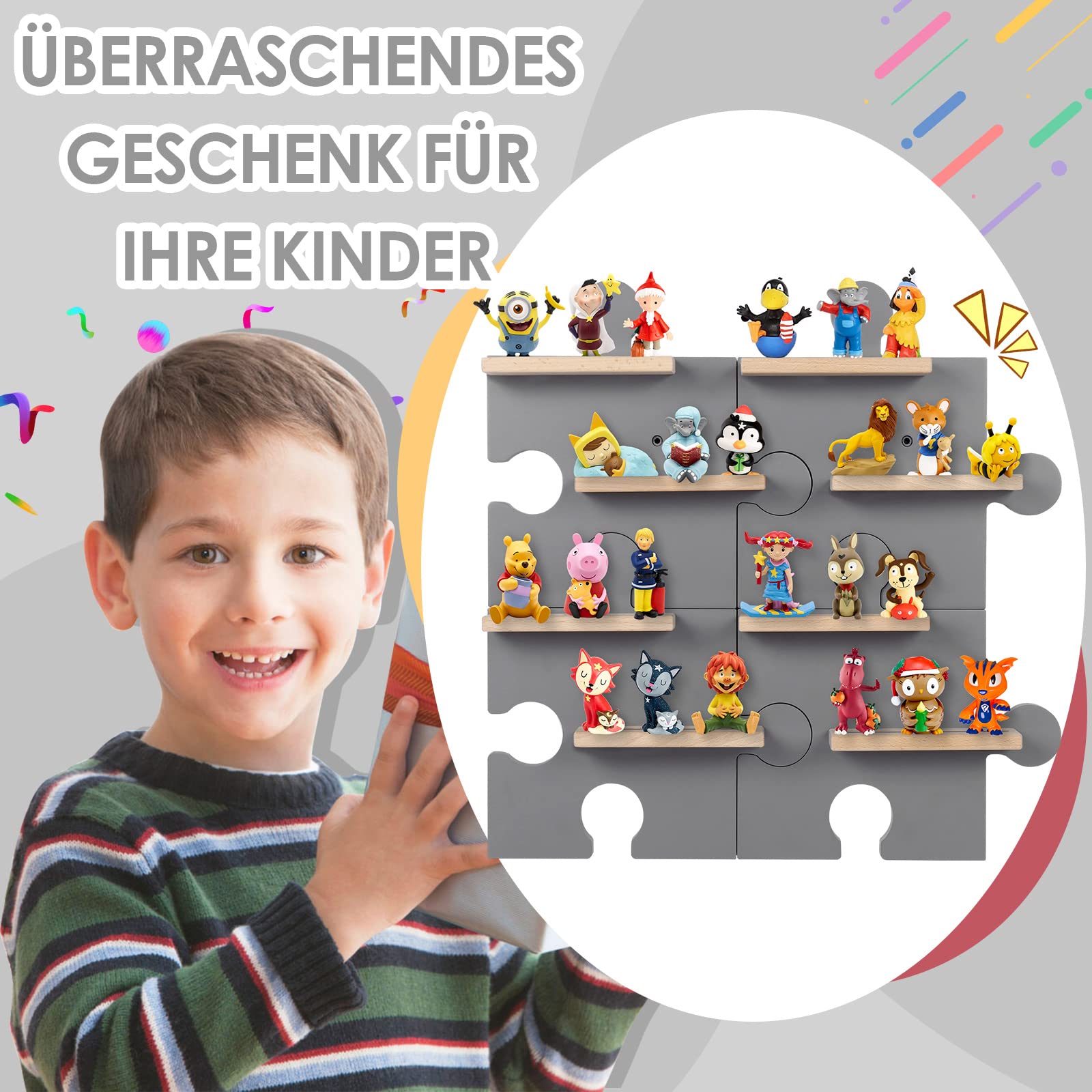 Étagère pour enfants, compatible avec Tonies, pour plus de 20 figurines, design puzzle, pour jouer et collectionner, pour chambre d'enfant et de bébé