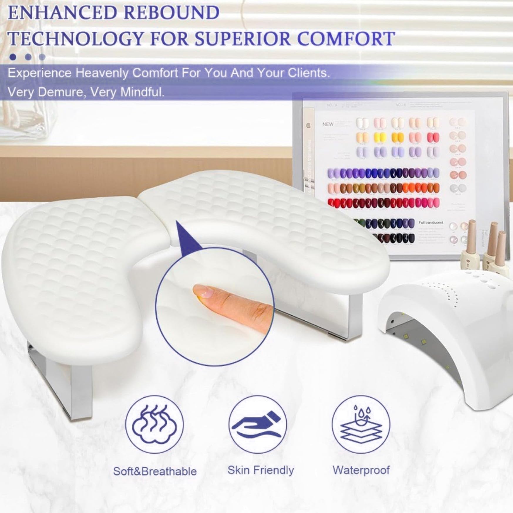 Poggiabraccio pieghevole per unghie a forma di U, impermeabile, resistente all'olio - Poggiamano rimovibile per salone Nails Tech, bianco