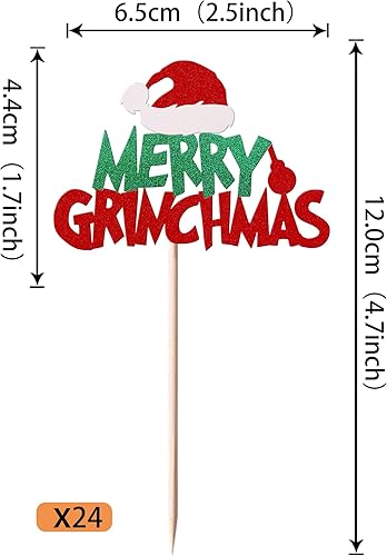 Vista 16 de Rsstarxi Paquete de 30 adornos navideños para cupcakes de hombre de jengibre con purpurina para baby shower, decoración para temática de Feliz