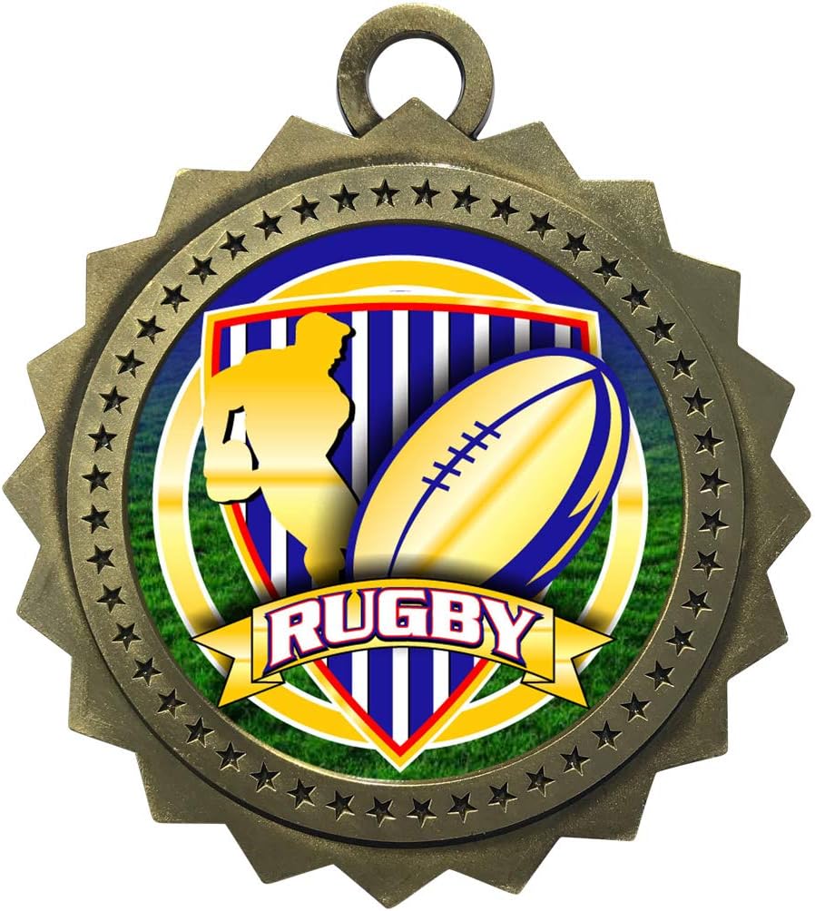 Express Medals 1 to 50 Packs Rugby Gold Medal Trophy Award with Neck Ribbon D03-FCL539
