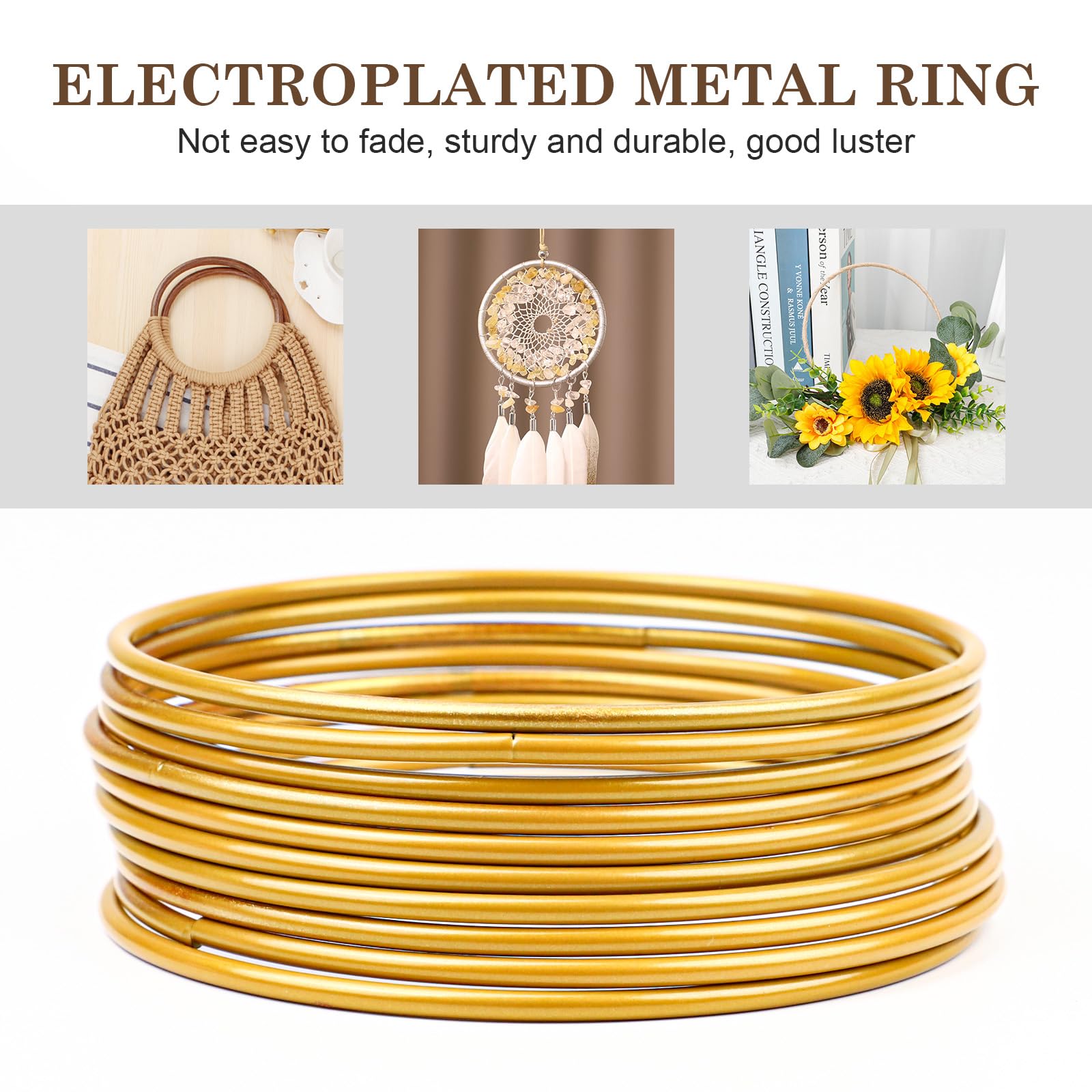 10 Anelli In Metallo Dorato Da 10 Cm - Per Acchiappasogni, Macramè E Decorazioni - Foto 3