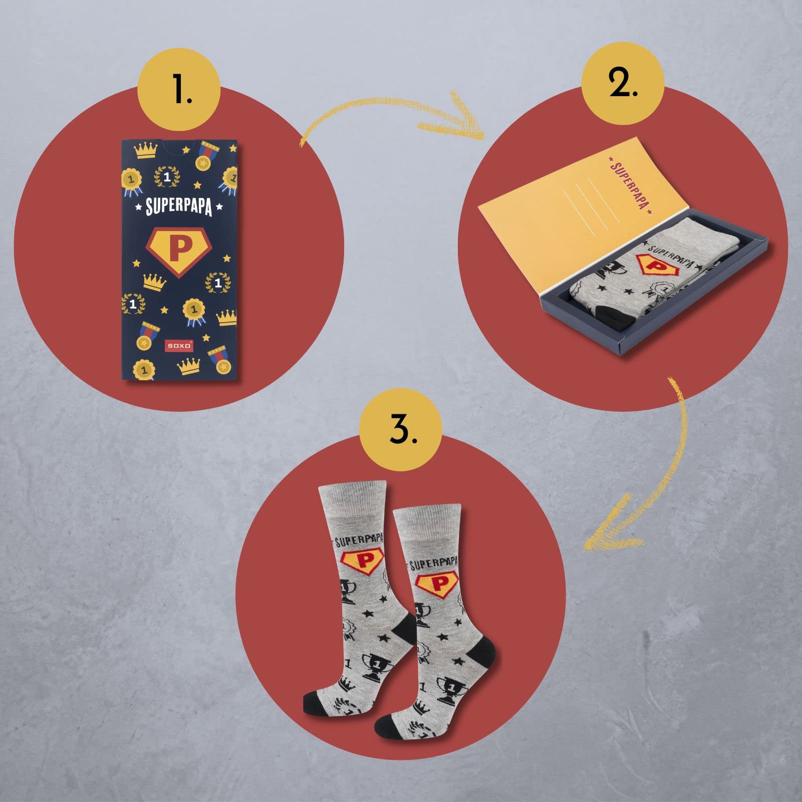 soxo Super Papa Calzini Uomo Divertenti Idee Regalo Papà Calze Cotone Regali Per Lui 40-45