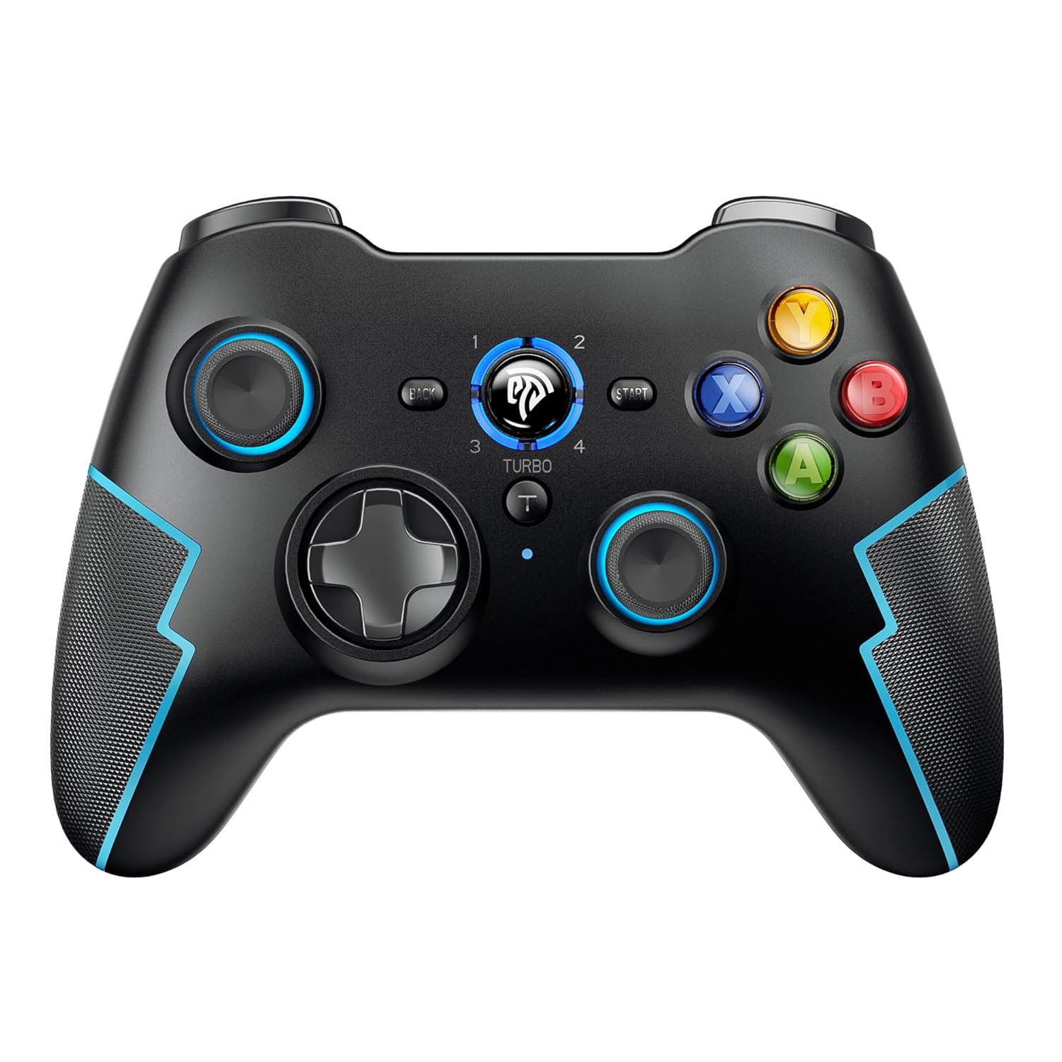 EasySMX Wireless Bluetooth Controller for PC/PS3/Android, Computer Gaming Controller with Turbo, Hall Trigger and Dual Vibration -black blue