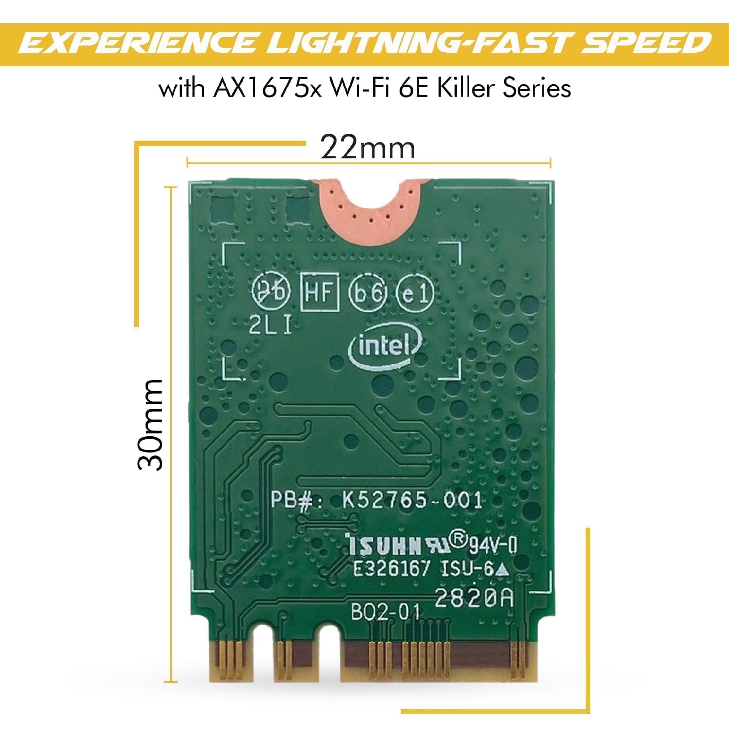 AX1675x Killer Series Upgraded WiFi 6E Adapter | Gaming WiFi Adapter | M.2 Wifi Card | 2.4 Gbps WiFi for PC | Supports Bluetooth 5.3 & Intel, AMD with Windows 10+, Linux (AX1675x)