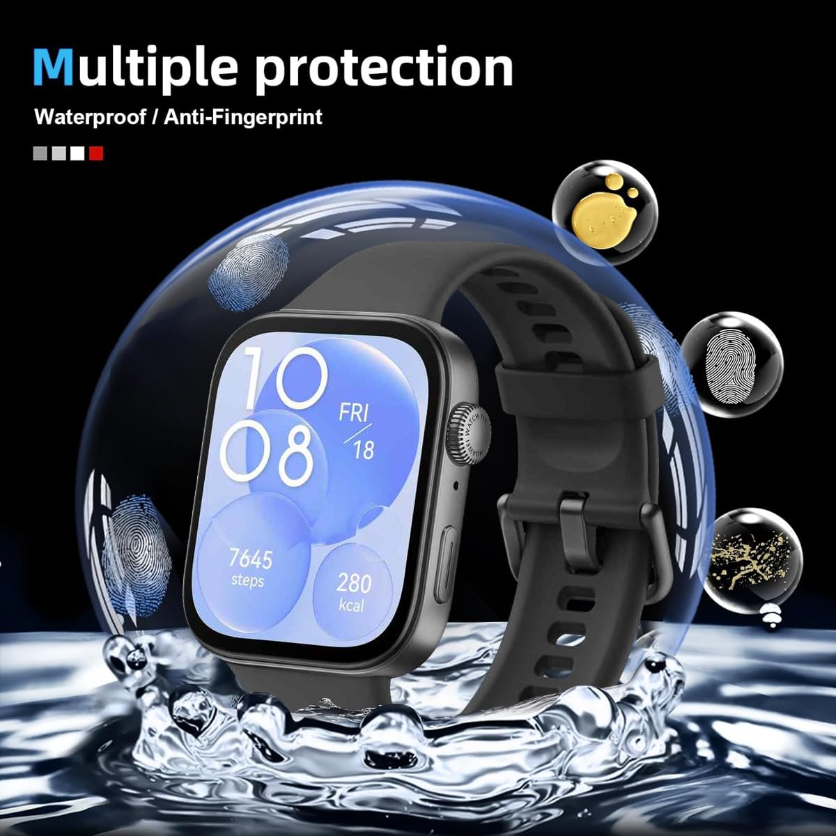 Confezione da 3 pellicole protettive per Huawei Watch Fit 3 (senza vetro), autorigeneranti, copertura completa dello schermo, morbide, antigraffio, HD, trasparenti, per Huawei Watch Fit 3