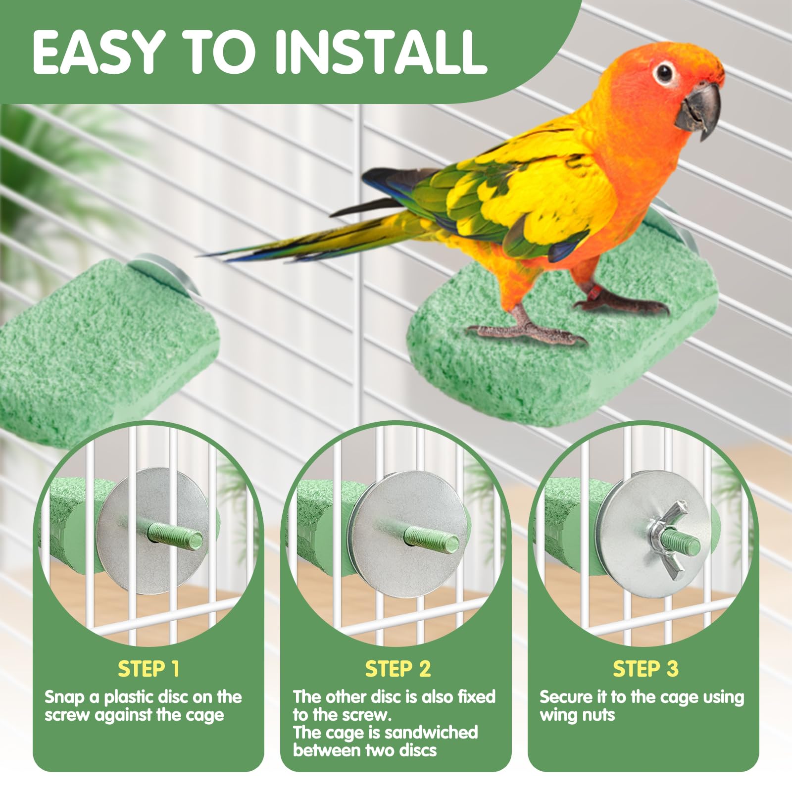 3Pcs Beak Grinder for Birds: Parakeet Beak Grinding Stone&Nail Trimming Perch-Flat Perches for Bird Cages,Budgie Cage Accessories - image 6