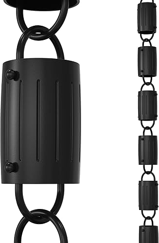 Miniatura 10 de Rain Chains Direct Cadena de lluvia de eslabones cuadrados 85 pies de largo aluminio revestimiento de polvo negro reemplazo funcional y decorativo